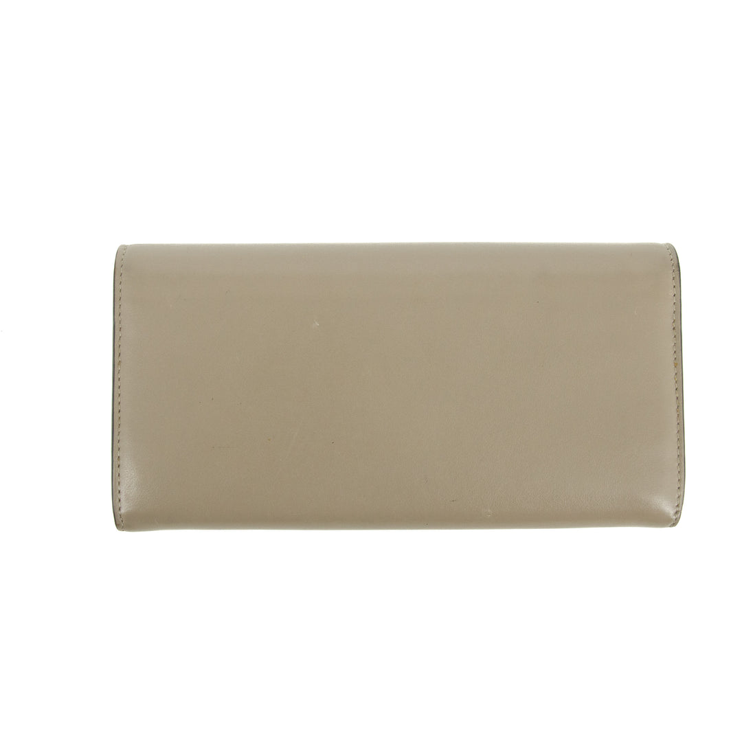 Fendi Peekaboo Grey Leather Turnlock Long Wallet #3109