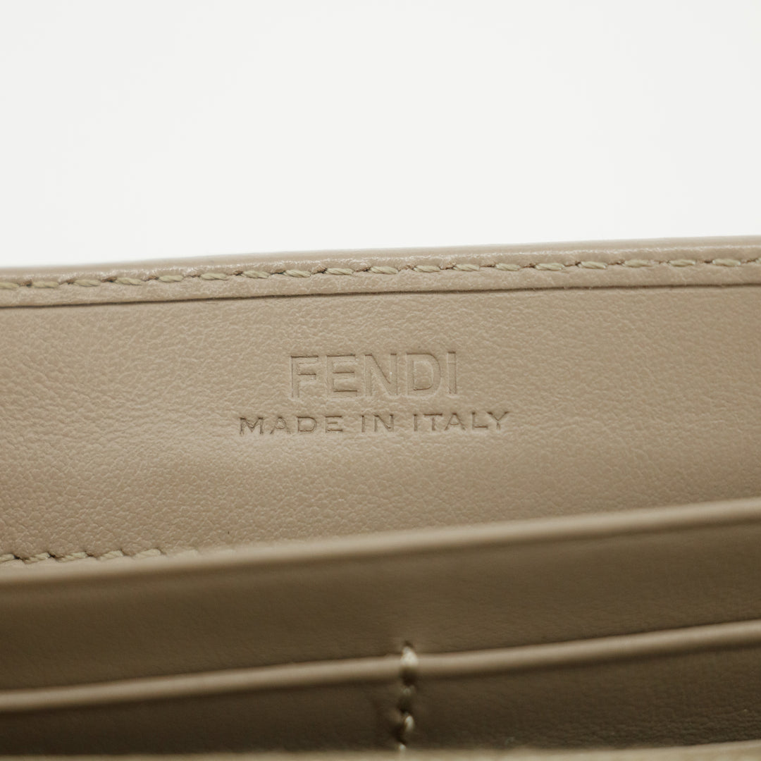 Fendi Peekaboo Grey Leather Turnlock Long Wallet #3109