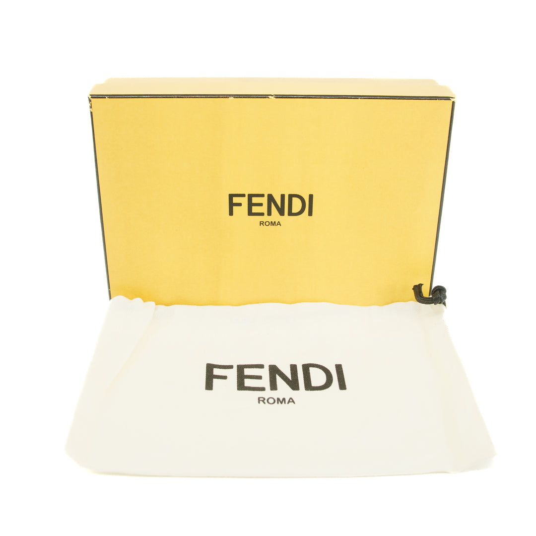 Fendi Peekaboo Grey Leather Turnlock Long Wallet #3109