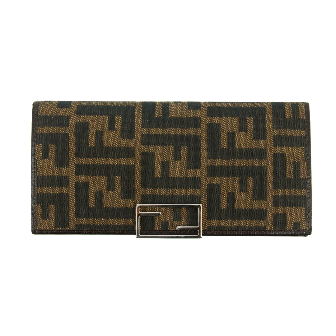 Fendi Zucca FF Canvas Clip Long Wallet Brown #3116