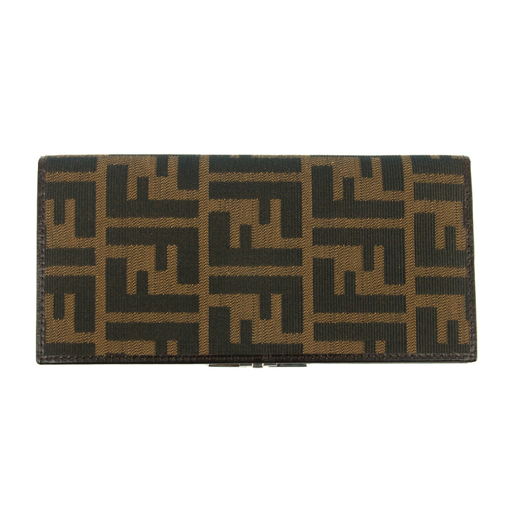 Fendi Zucca FF Canvas Clip Long Wallet Brown #3116