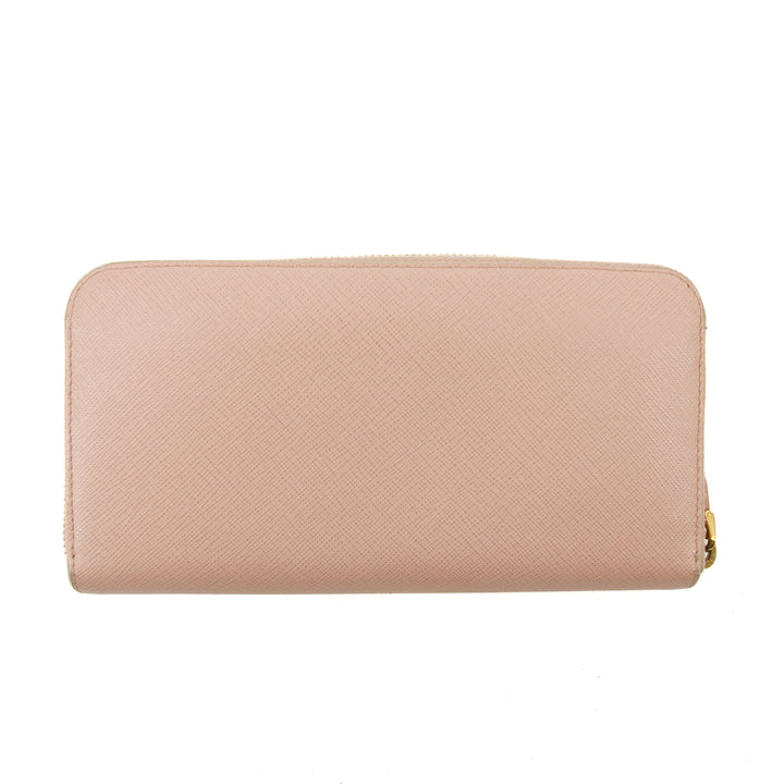 Prada Saffiano Light Pink Bow Zip Around Wallet  #3117