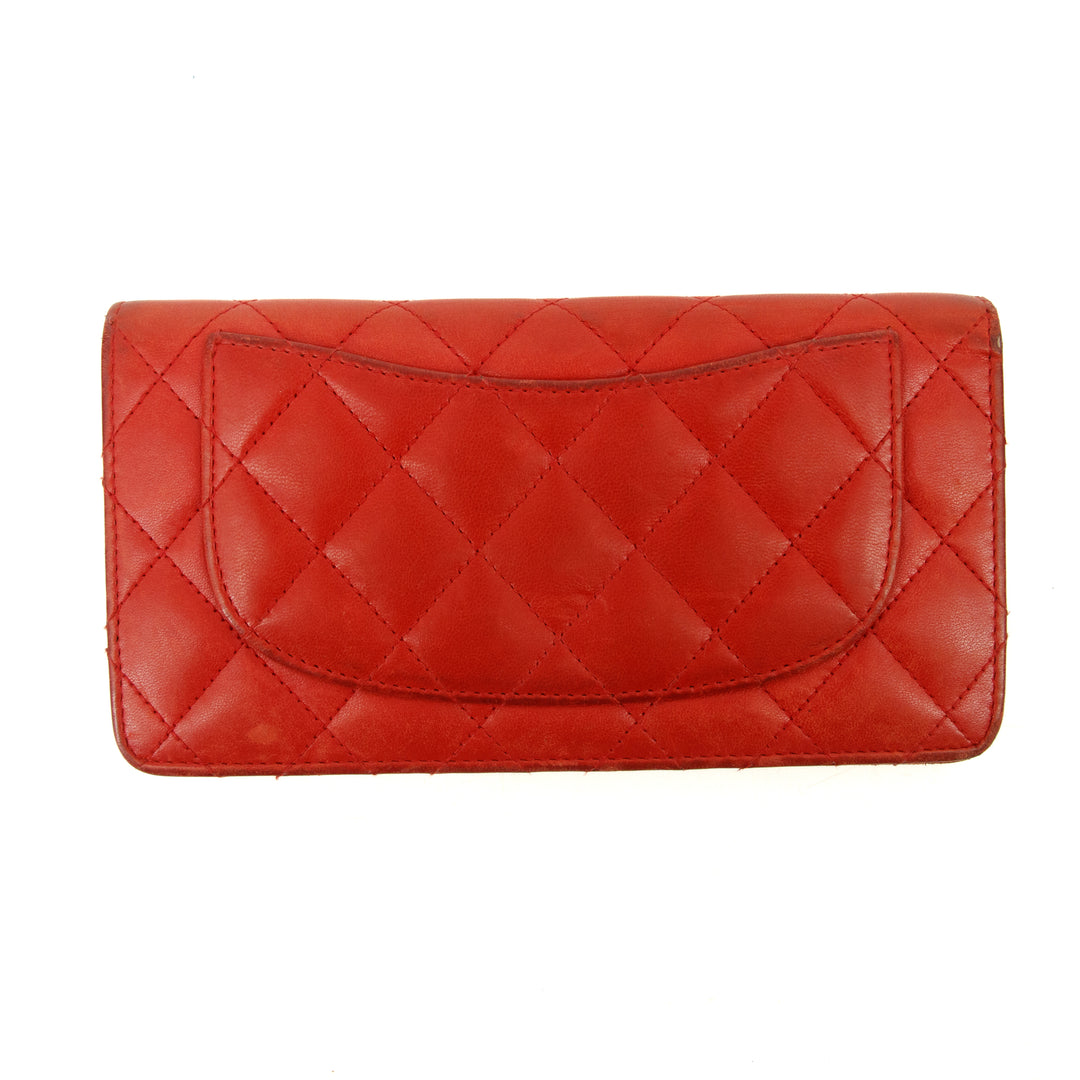 Chanel Lambskin Matelasse Red Long Wallet 22 Series #3127