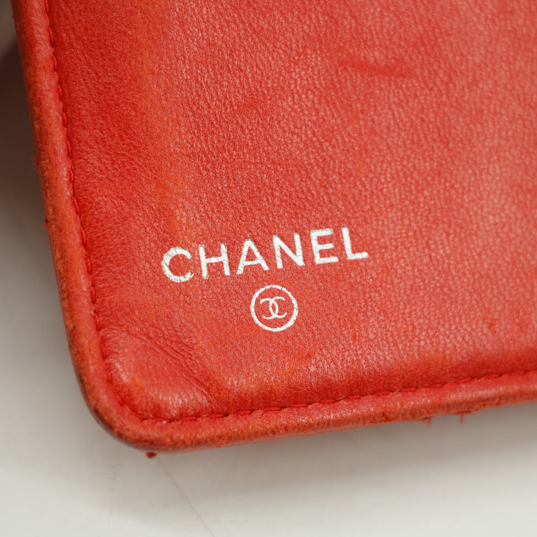 Chanel Lambskin Matelasse Red Long Wallet 22 Series #3127