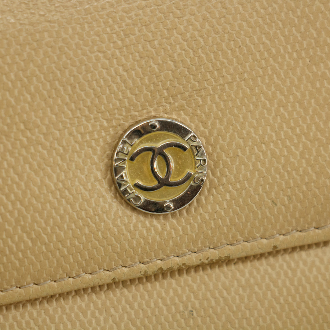 Chanel Beige CC Leather Compact Trifold Wallet #3140