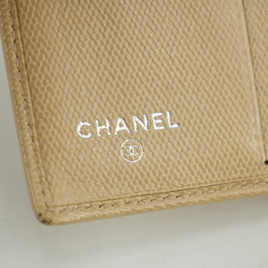 Chanel Beige CC Leather Compact Trifold Wallet #3140