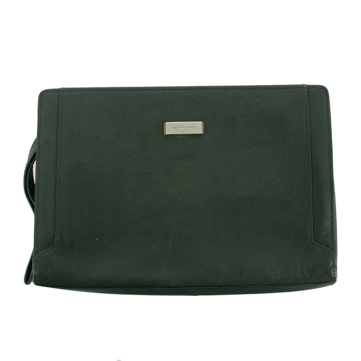 Burberry Green Leather Vintage Clutch Bag #3165