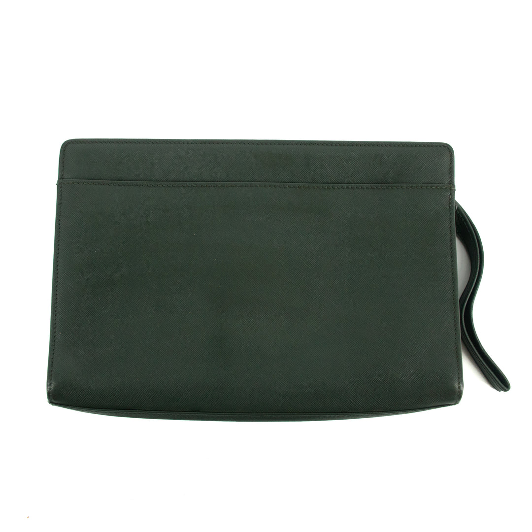 Burberry Green Leather Vintage Clutch Bag #3165