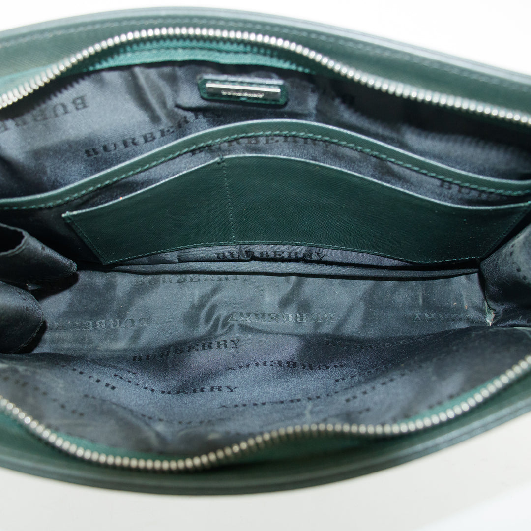 Burberry Green Leather Vintage Clutch Bag #3165