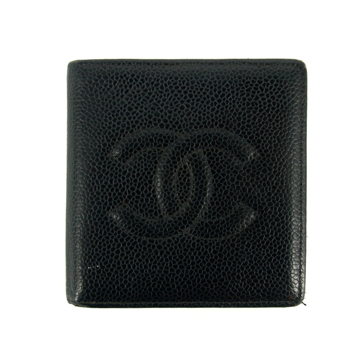 Chanel Coco Mark Caviar Skin Black Bifold Wallet #3172