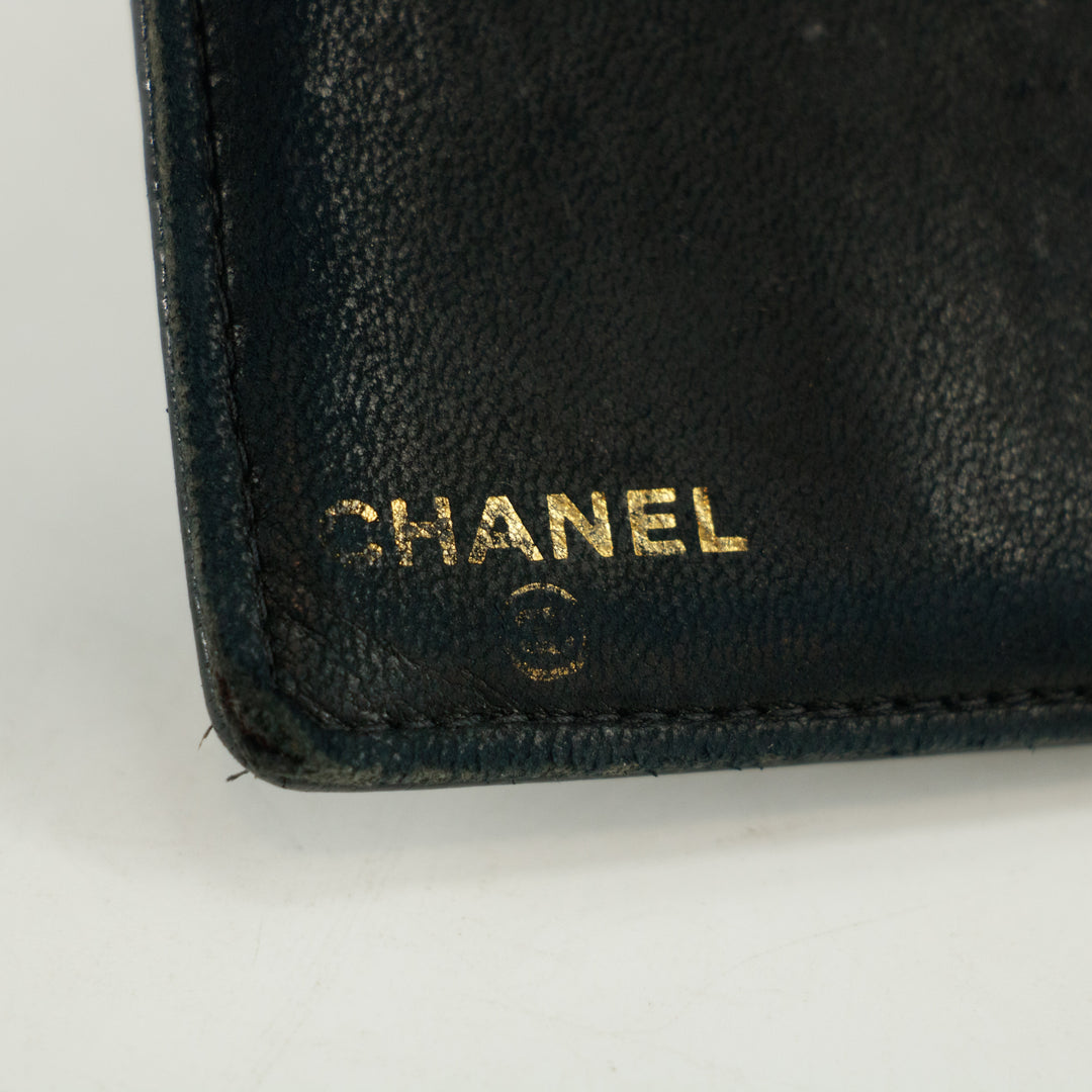 Chanel Coco Mark Caviar Skin Black Bifold Wallet #3172