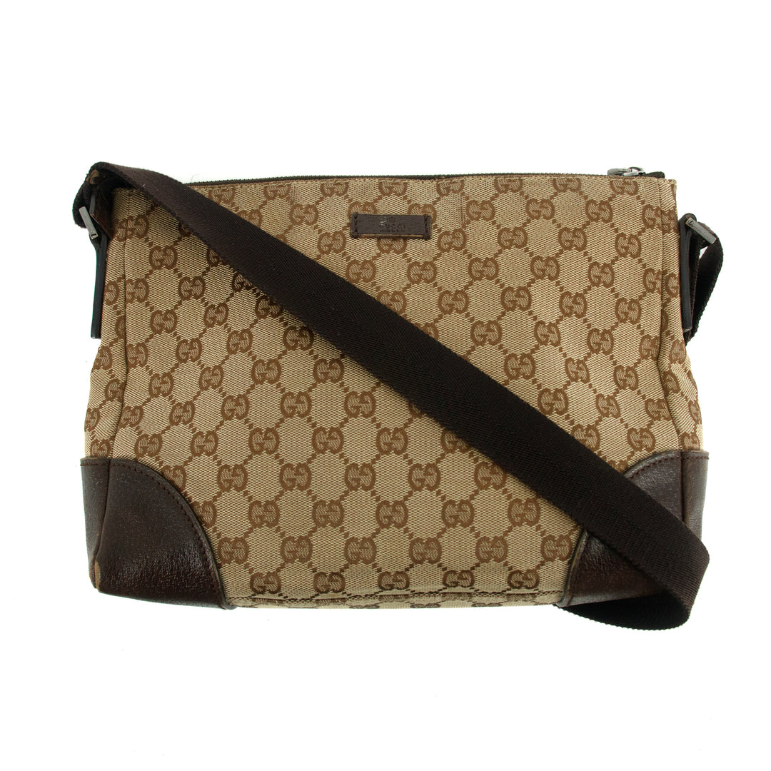 Gucci GG Canvas Logo Brown Crossbody Bag #3196