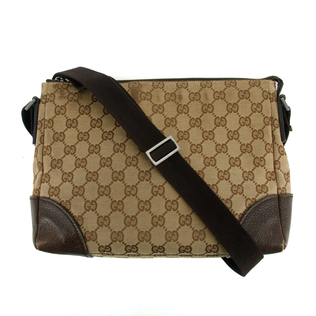 Gucci GG Canvas Logo Brown Crossbody Bag #3196