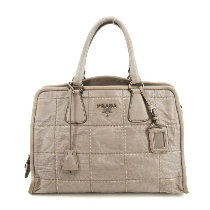 Prada Nappa Antique Quilted 2Way Tote Bag Grey #3227