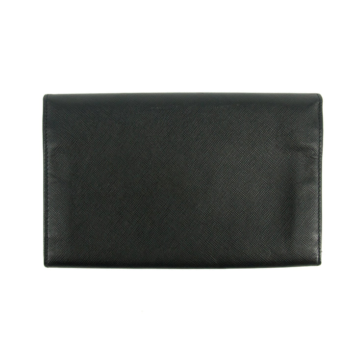 Prada Saffiano Leather Black Continental Long Wallet #3228