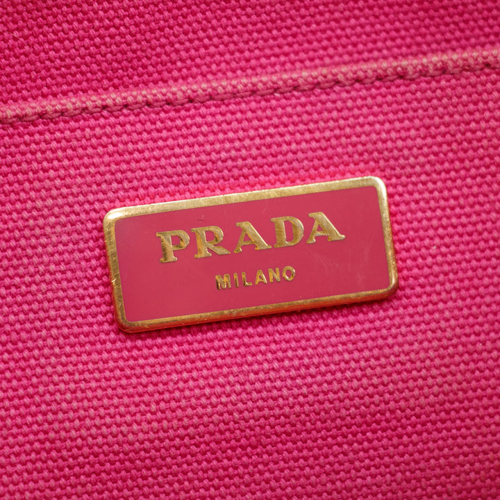 Prada Pink Canvas Medium Canapa Logo Tote #3229