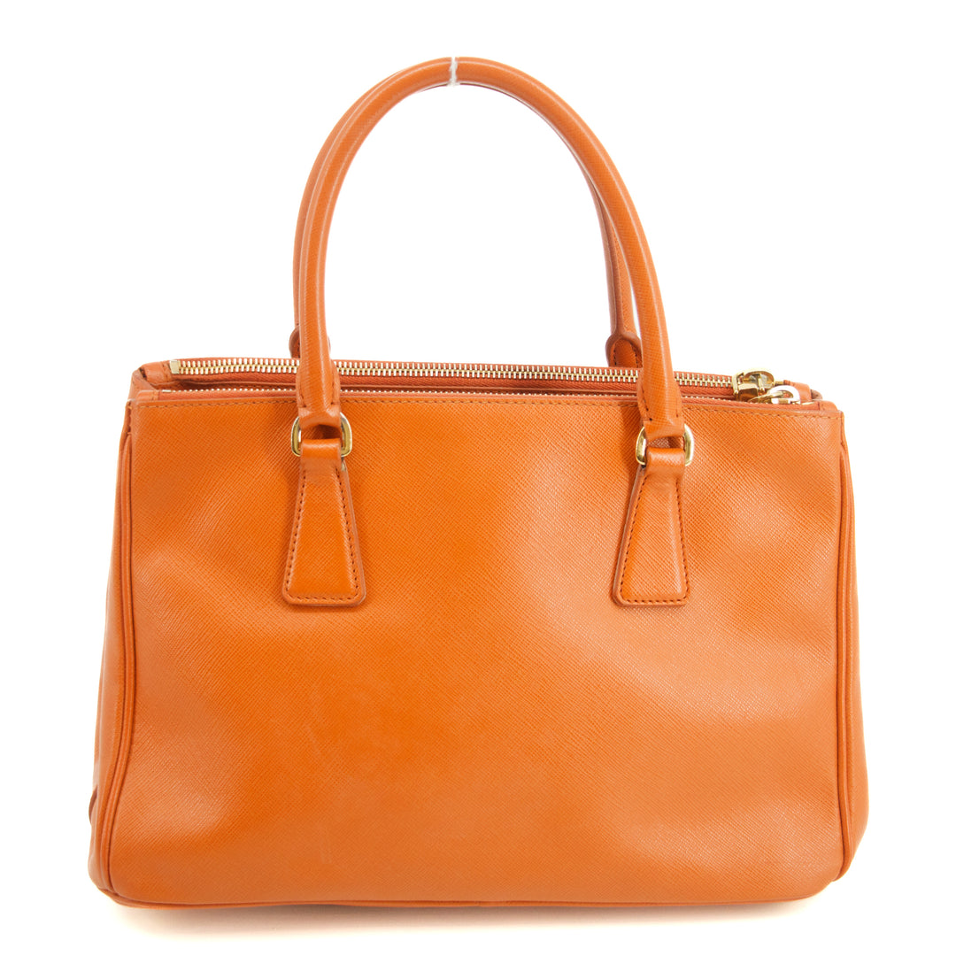 Prada Saffiano Vitello Orange Galleria 2Way Tote Bag #3231