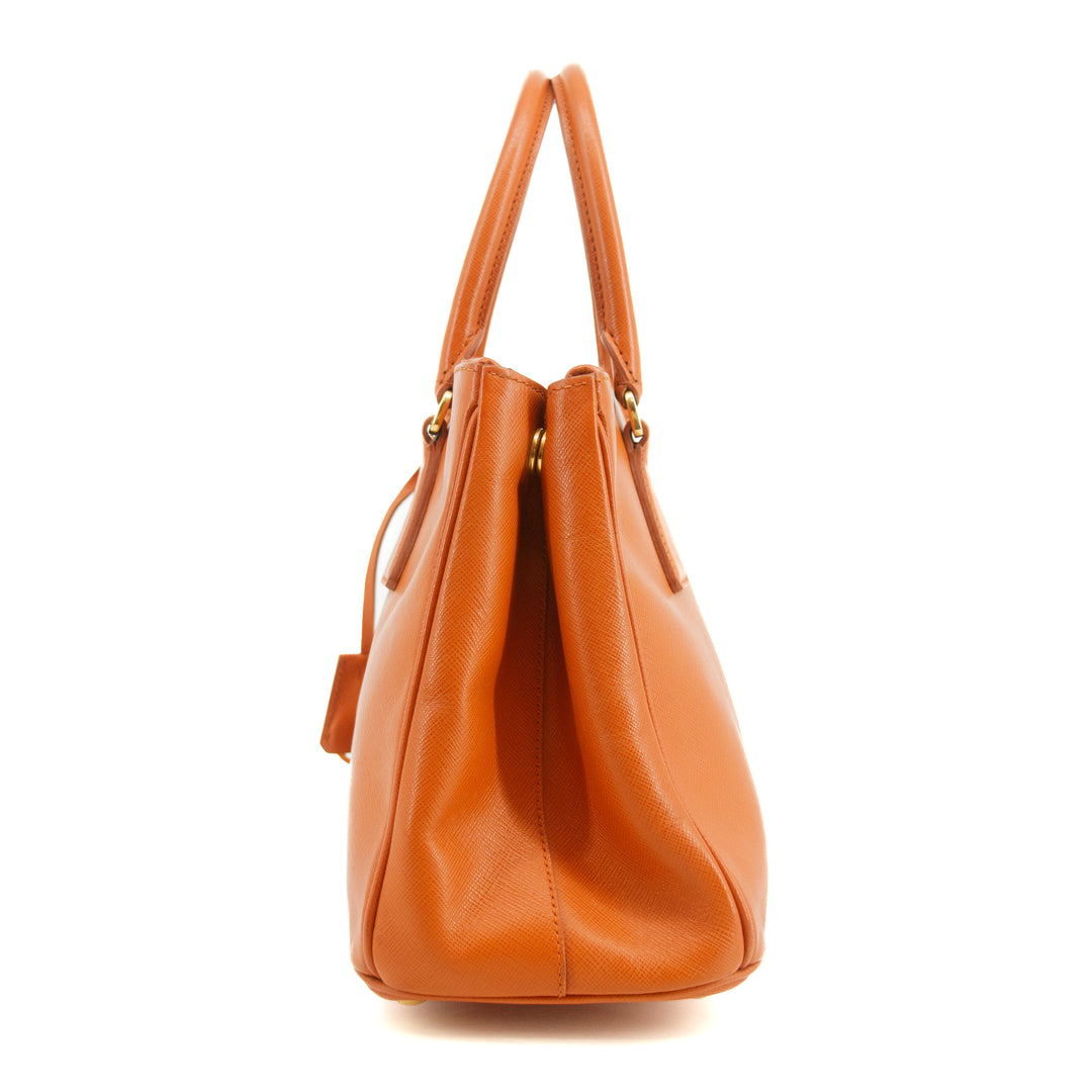 Prada Saffiano Vitello Orange Galleria 2Way Tote Bag #3231