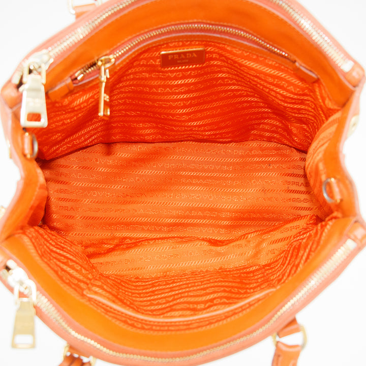 Prada Saffiano Vitello Orange Galleria 2Way Tote Bag #3231