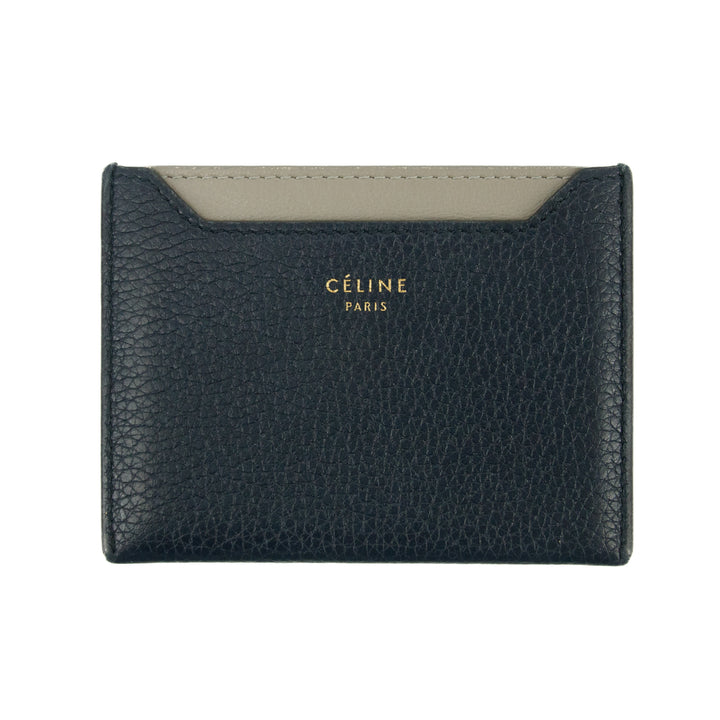 Celine Bicolor Blue / Grey Leather Card Case Holder Wallet #3236