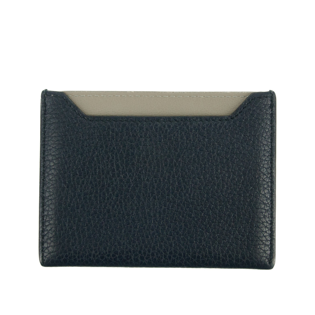 Celine Bicolor Blue / Grey Leather Card Case Holder Wallet #3236