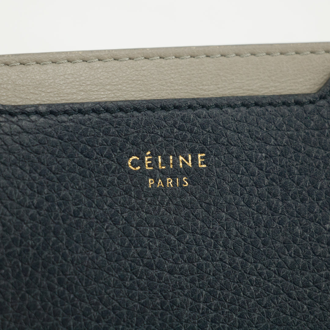 Celine Bicolor Blue / Grey Leather Card Case Holder Wallet #3236