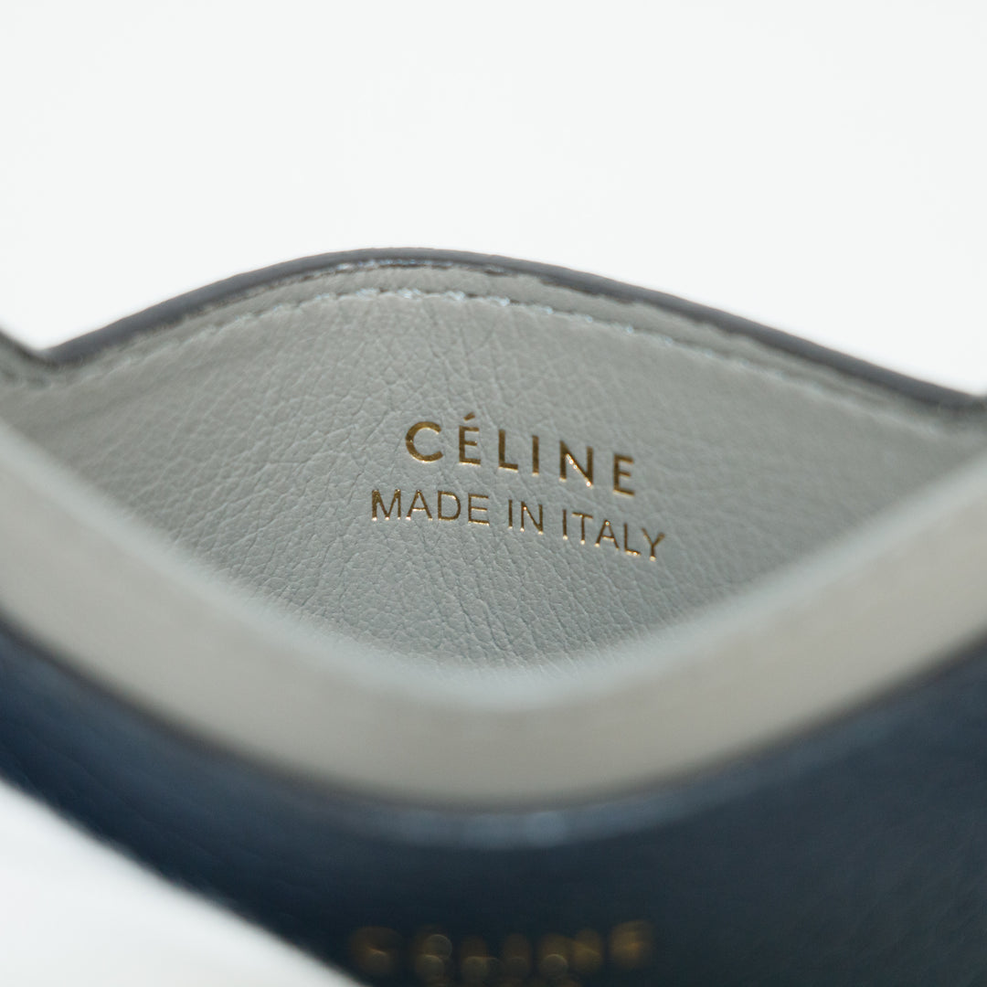 Celine Bicolor Blue / Grey Leather Card Case Holder Wallet #3236