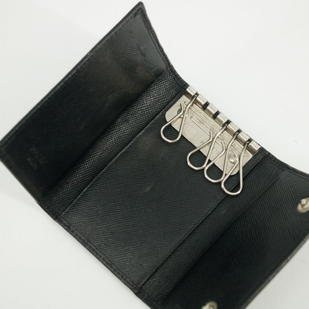 Prada Saffiano Leather Black Key Holder #3255