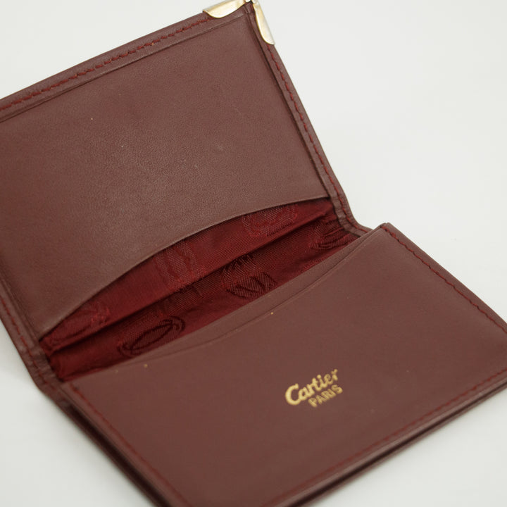 Cartier Red Leather Classic Card Holder Wallet #3257