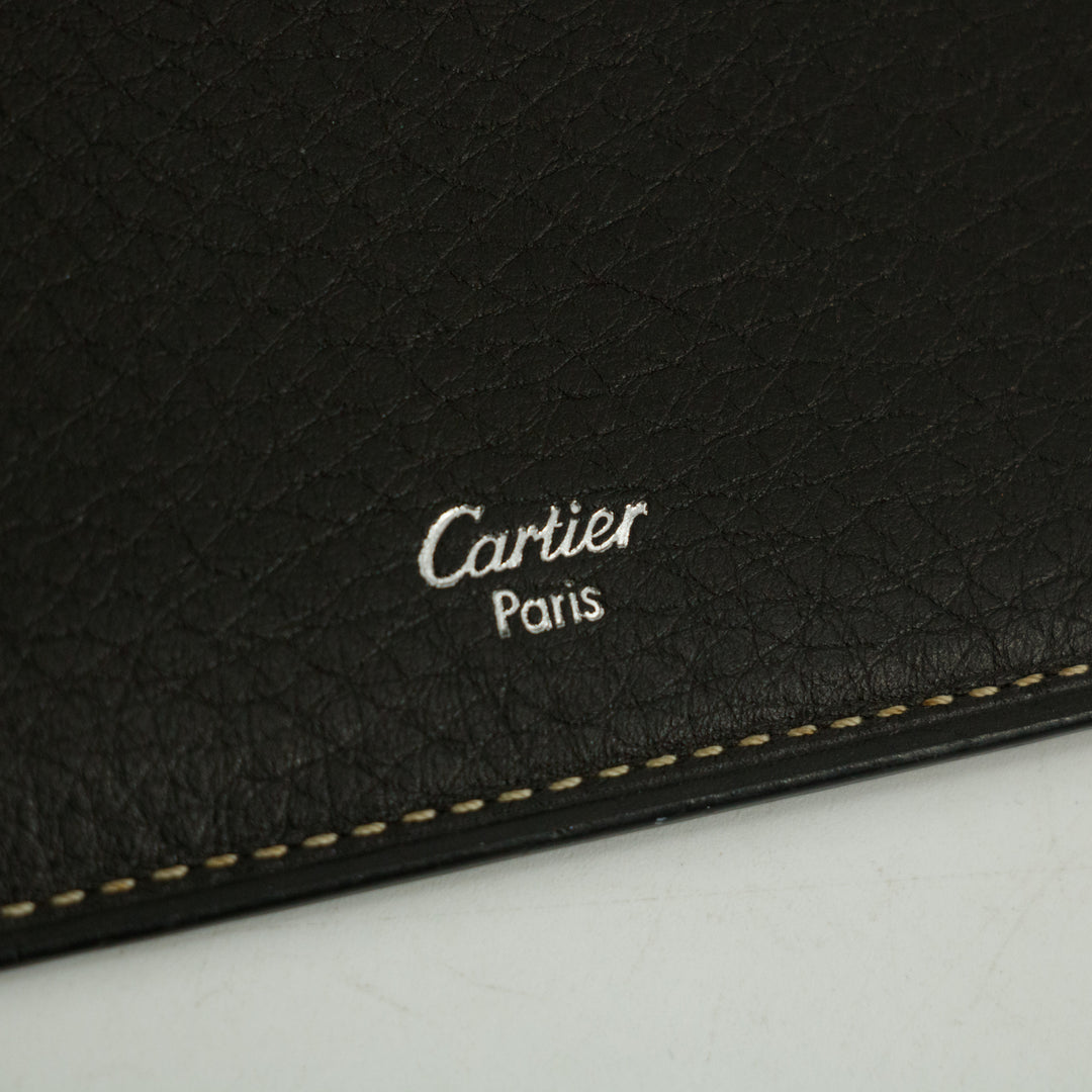 Cartier Brown Leather Bifold Compact Card Holder Wallet #3258