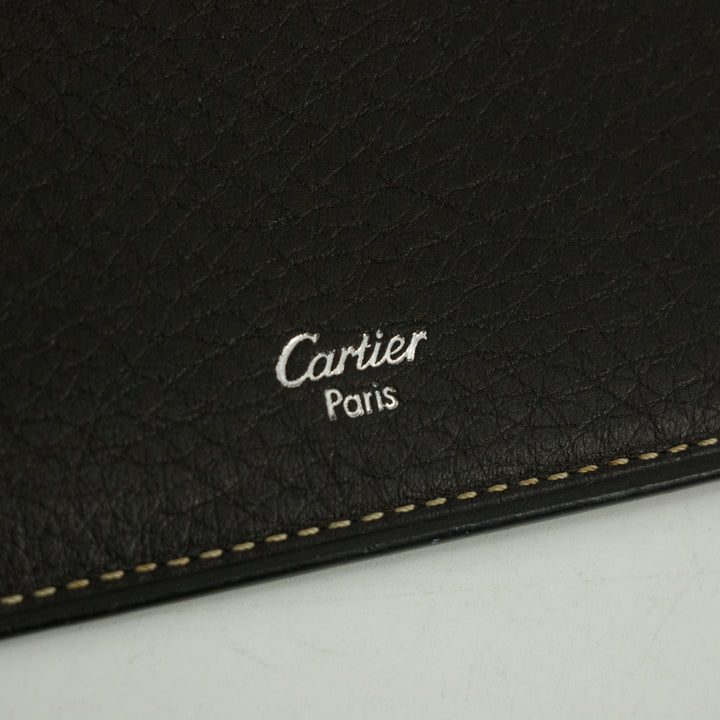 Cartier Brown Leather Bifold Compact Card Holder Wallet #3258