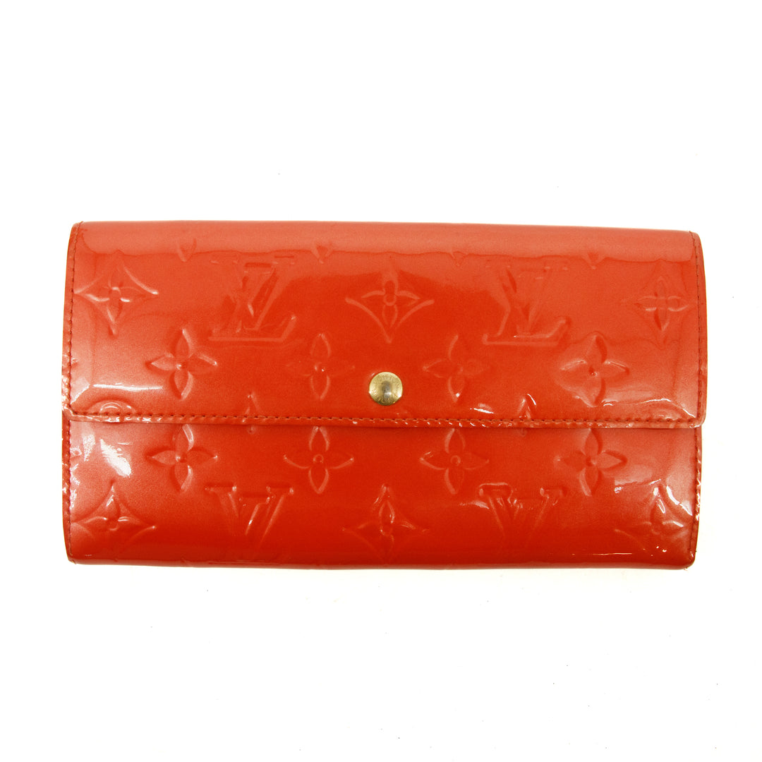 Louis Vuiton Red Vernis Patent Sarah Long Wallet #3293