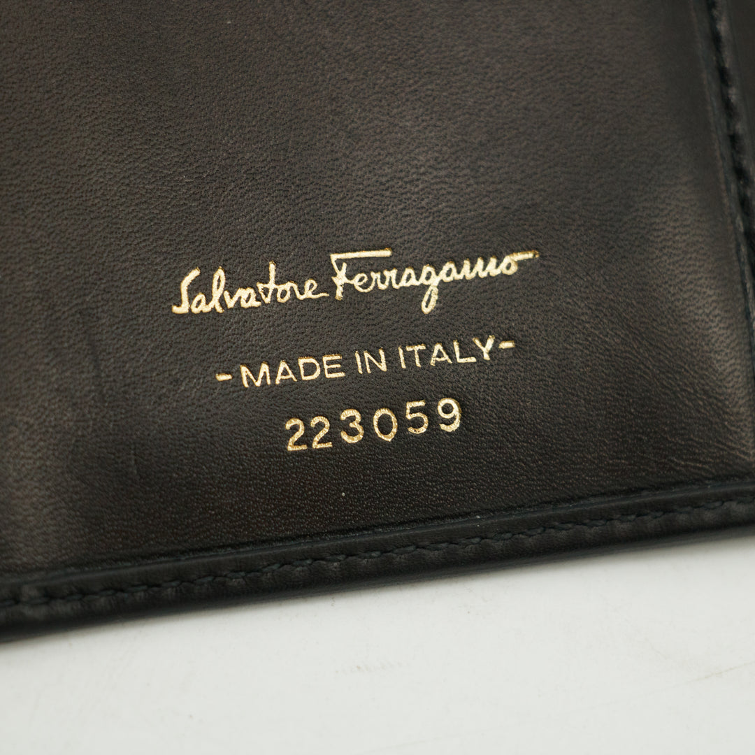 Salvatore Ferragamo Black Leather Bifold Long Wallet  #3295