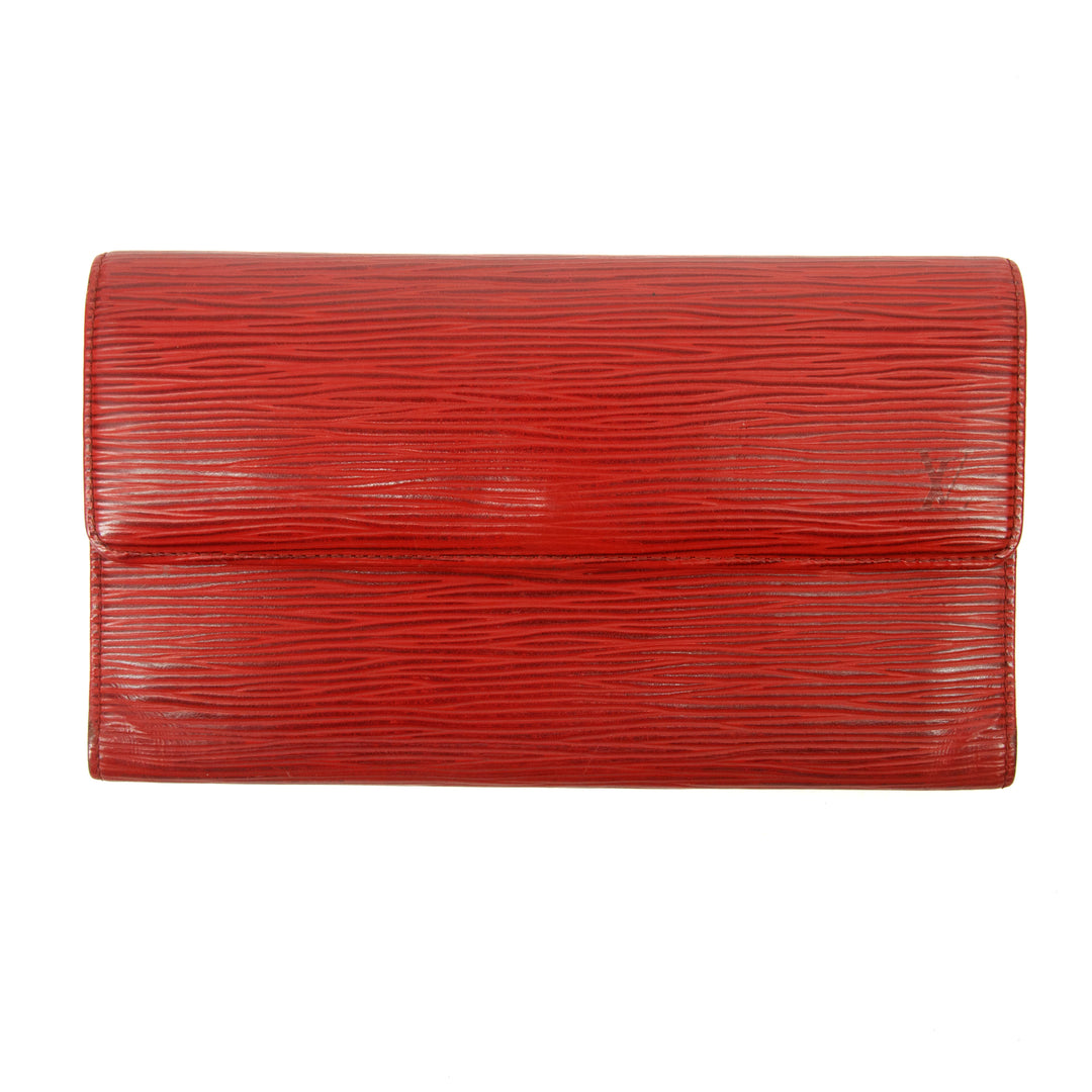 Louis Vuitton Red Epi Leather Internaitonal Trifold Long Wallet #3297