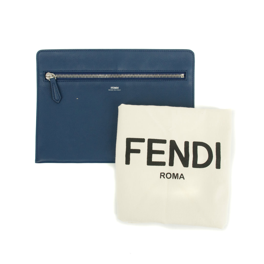 Fendi DotCom Leather Satchel Light Blue 2Way Shoulder Bag  #3309