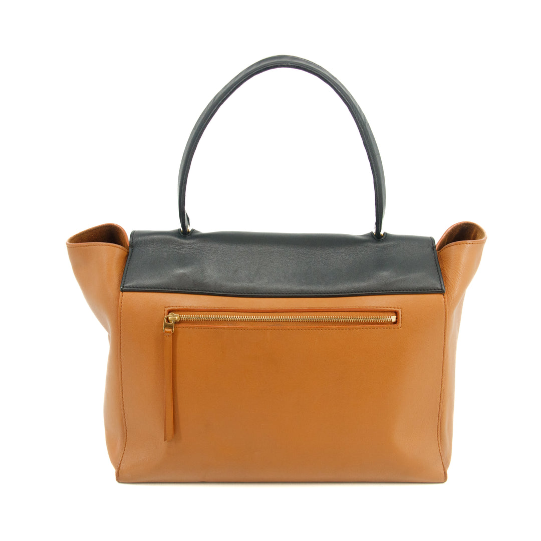 Celine Bicolor Smooth Calfskin Carmel x Black Handbag  #3312