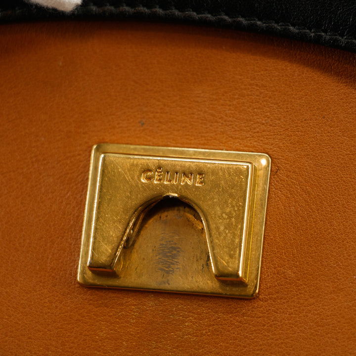 Celine Bicolor Smooth Calfskin Carmel x Black Handbag  #3312