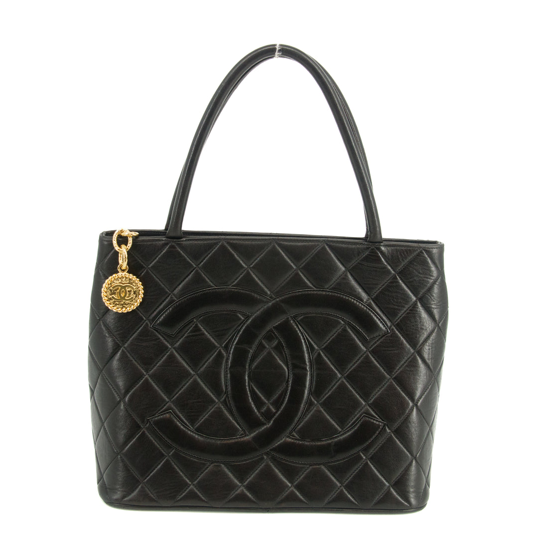 Chanel Matelasse Black Lambskin Medallian Reprint Shoulder Bag  #3318