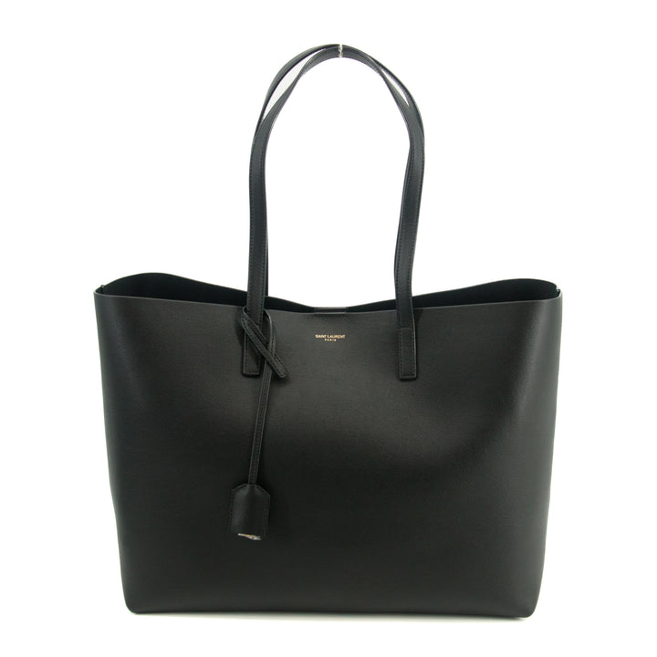 Saint Laurent Shopping Tote Bag in Calfskin Black Leather #3319