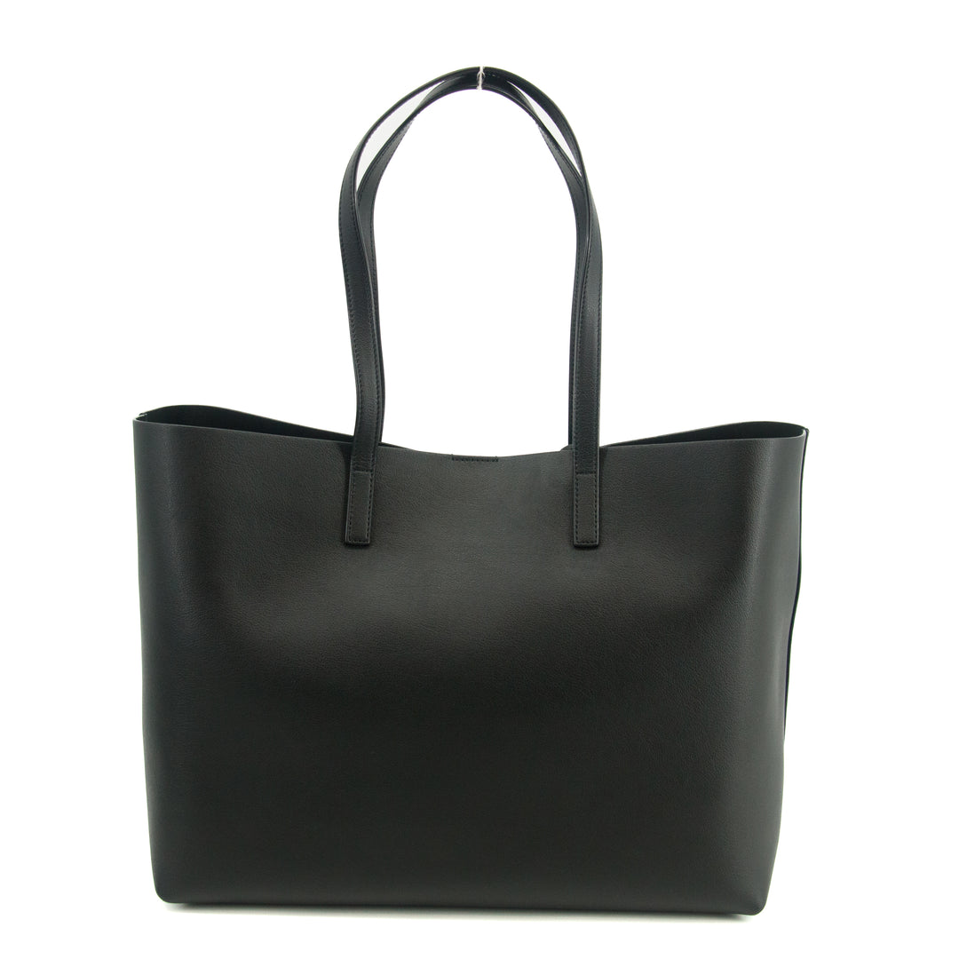 Saint Laurent Shopping Tote Bag in Calfskin Black Leather #3319