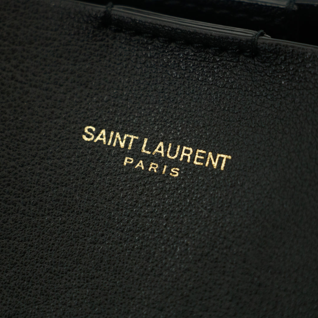 Saint Laurent Shopping Tote Bag in Calfskin Black Leather #3319