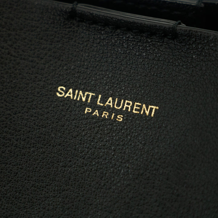 Saint Laurent Shopping Tote Bag in Calfskin Black Leather #3319