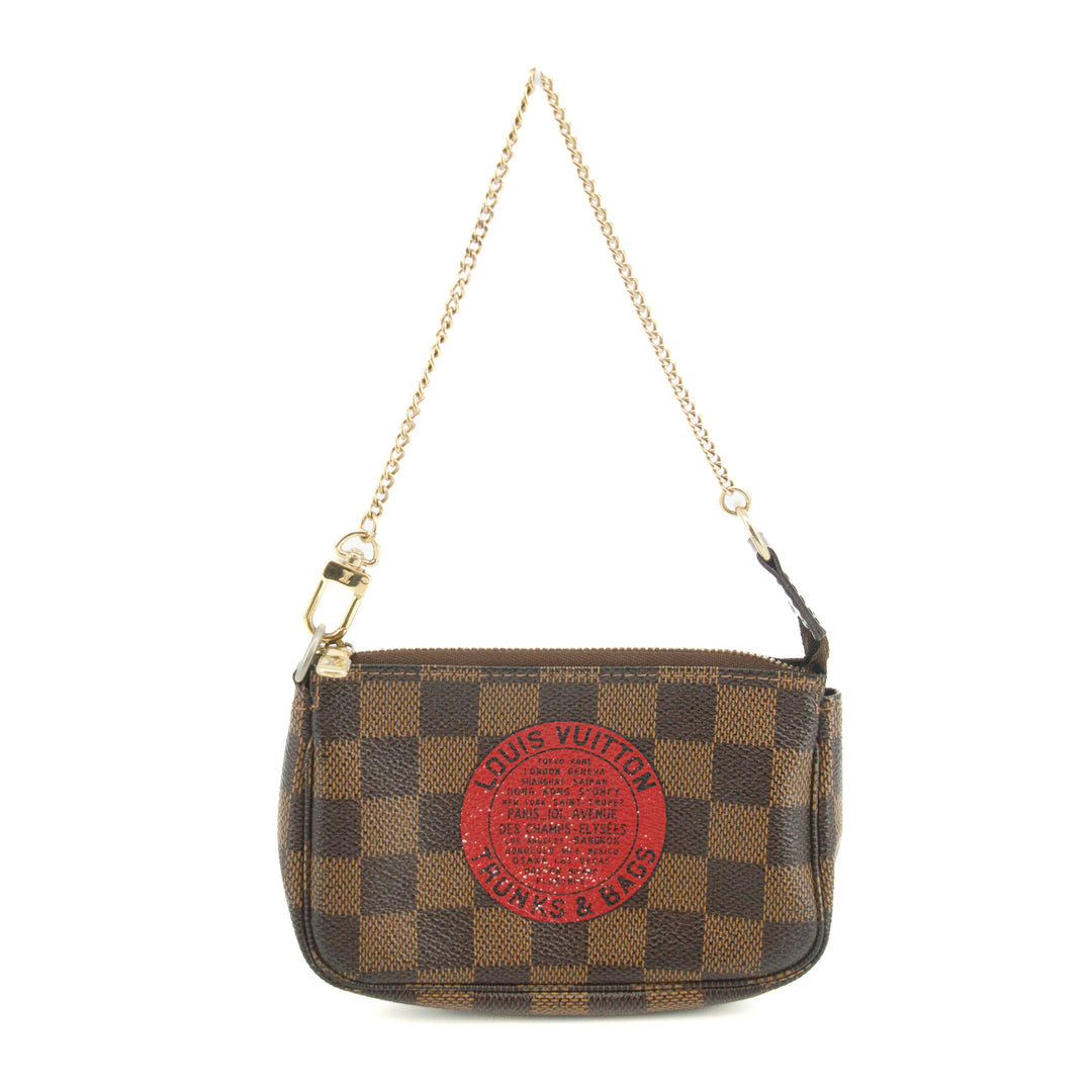 Louis Vuitton Damier Ebene Mini Pochette Accessories Clutch Bag  #3333