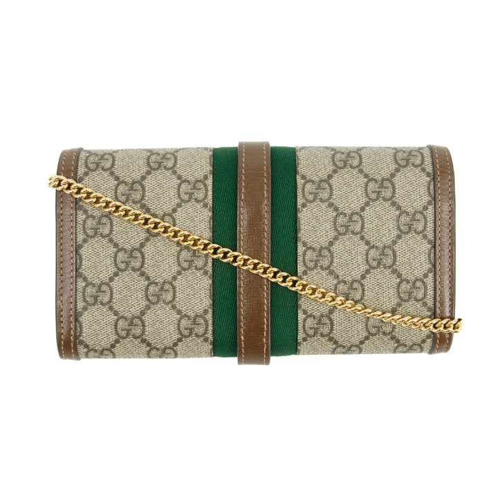 Gucci GG Canvas Coated Sherry Line Wallet On a Chain Crossbody Bag #3336