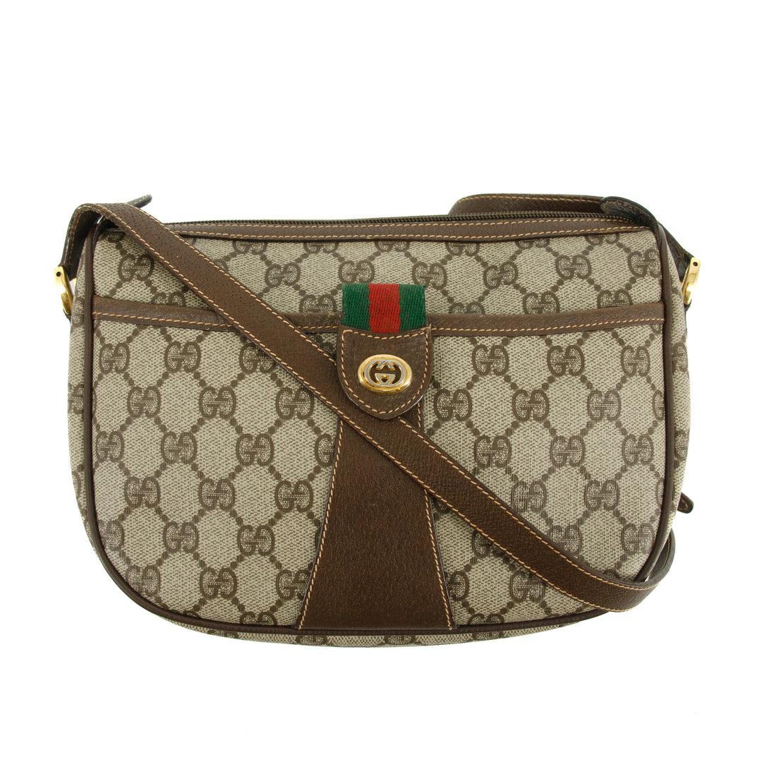 Gucci GG Canvas Coated Beige Sherry Line Crossbody Bag  #3342