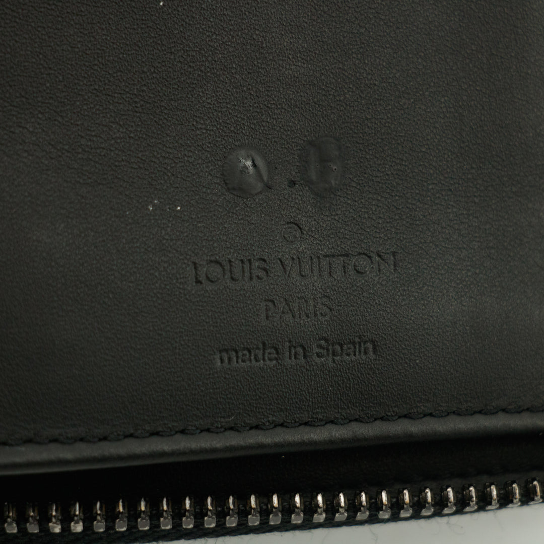 Louis Vuitton Shadow Leather Black Long Zippy Wallet #3382