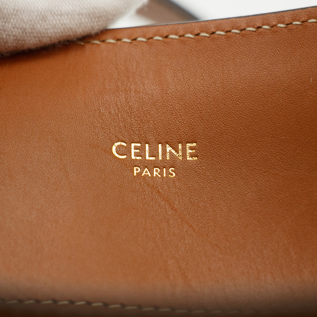 Celine Blue Triomphe Canvas Vertical Cabas 2Way Shoulder Bag #3384