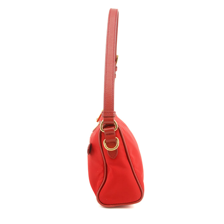 Prada Red Nylon Tessuto Pochette Shoulder Bag #3395