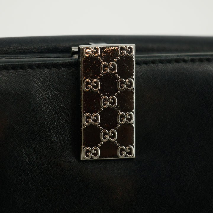 Gucci Black Leather Bifold Wallet w/ Silver Hardware #3398