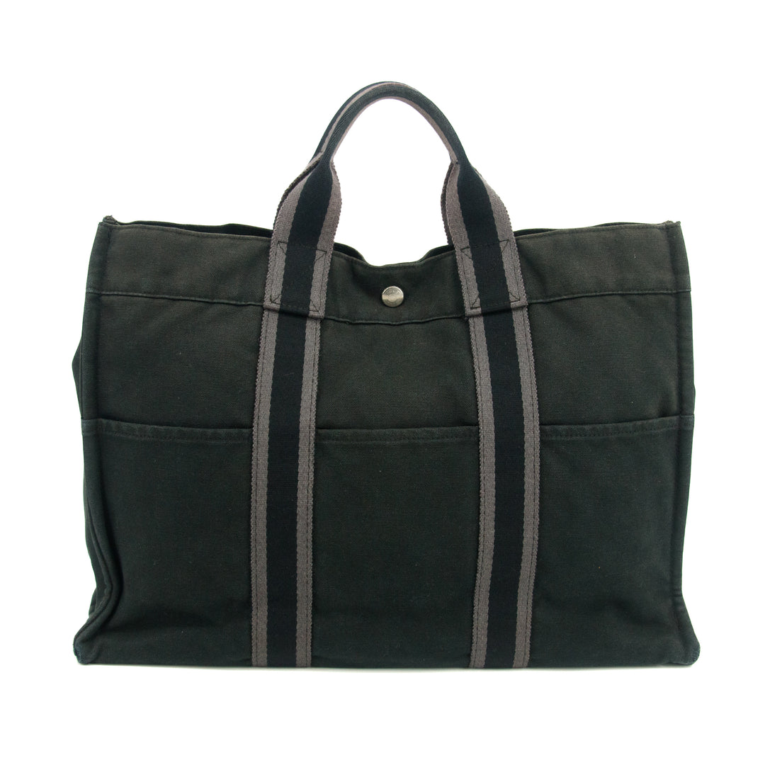 Hermes Black Canvas Fourre-Tout MM Tote Bag #3399